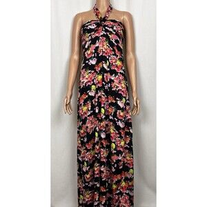 Band of Gypsies Women’s Size Large Strapless Floral Print Maxi Dress Neck Tie